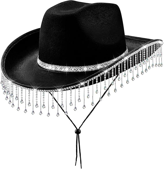 White Rhinestone Cowboy Hat for Women - Bridal Bachelorette Party, Bride-to-Be Gift & Halloween Costume Accessory
