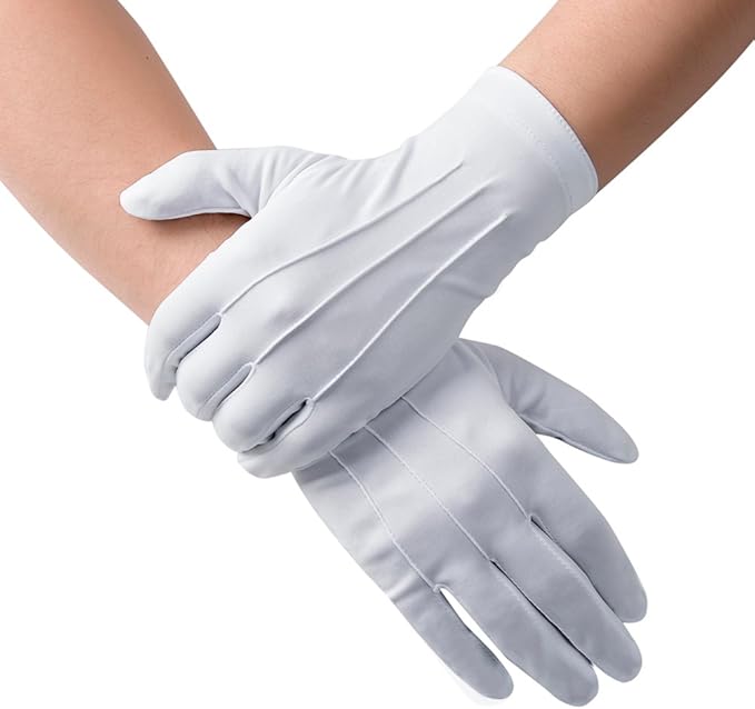 Men's Formal Dress Gloves - Police & Honor Guard Parade Gloves, Nylon-Cotton Blend for Official Ceremonies