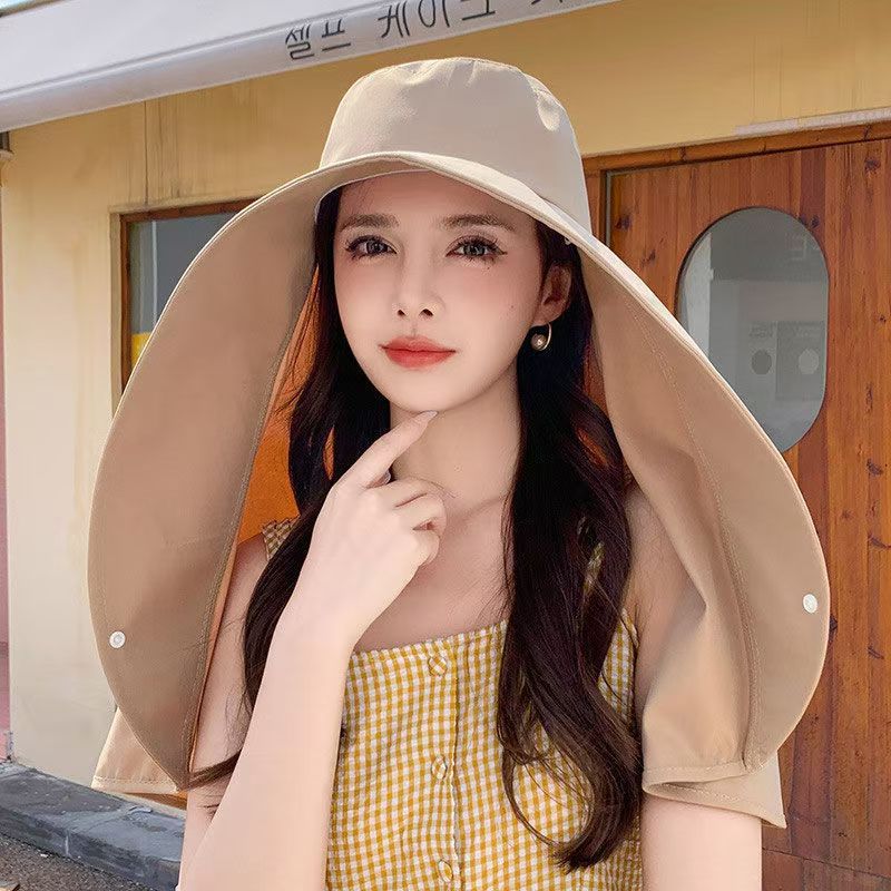 Women's Wide Brim Sun Hat UPF 50+ for Sun Protection - Summer Beach Hat with Neck Flap & Adjustable Chin Strap, Breathable Foldable Travel Hat for Hiking, Outdoor, Gardening