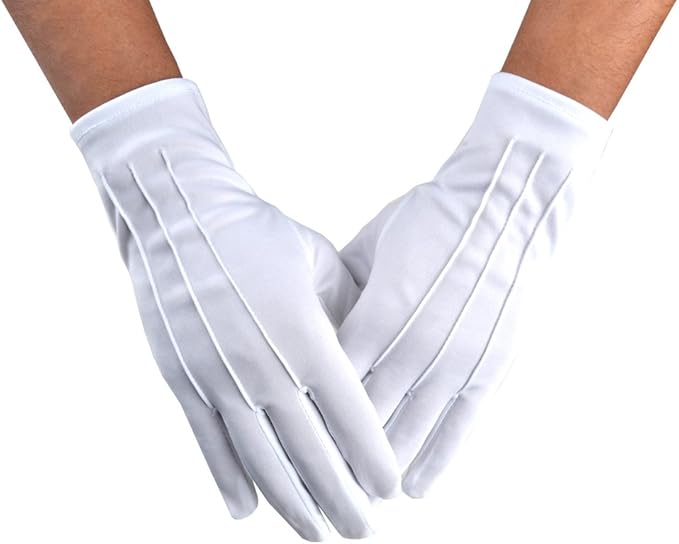 Men's Formal Dress Gloves - Police & Honor Guard Parade Gloves, Nylon-Cotton Blend for Official Ceremonies