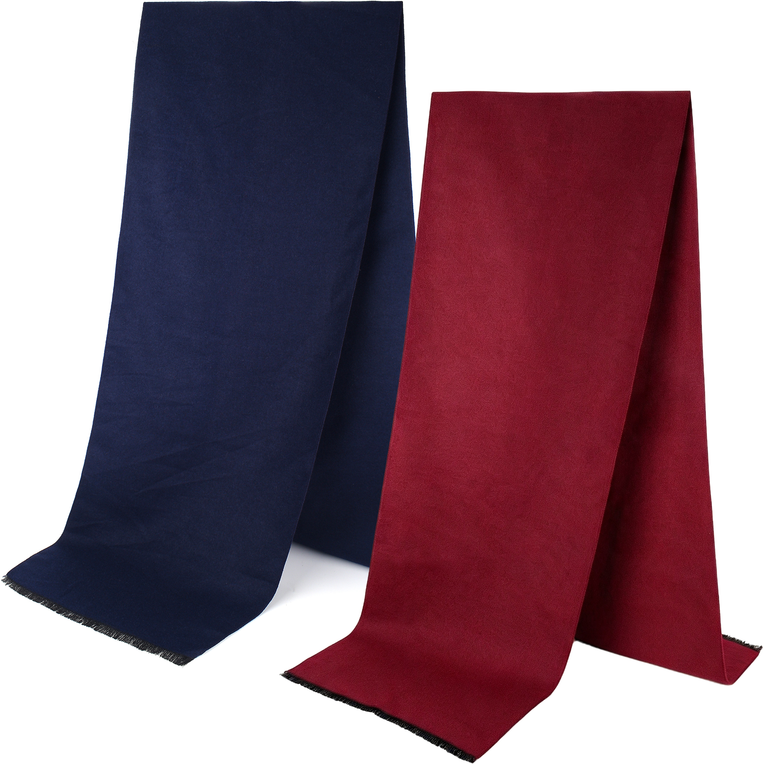 *Men's Winter Scarf 2-Pack, Cashmere-Feel Solid Scarves with Tassel, 72" Warm Gift for Him Her