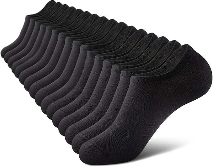Men's No-Show Socks 6-Pack - Low Cut Ankle Socks with Non-Slip Grips, Breathable Cotton Casual Socks for Size 6-13
