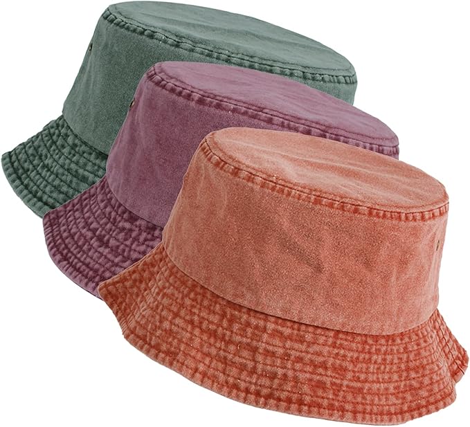 Washed Cotton Bucket Hats Packable Summer Outdoor Cap Travel Beach Sun Hat Plain Colors for Men Women