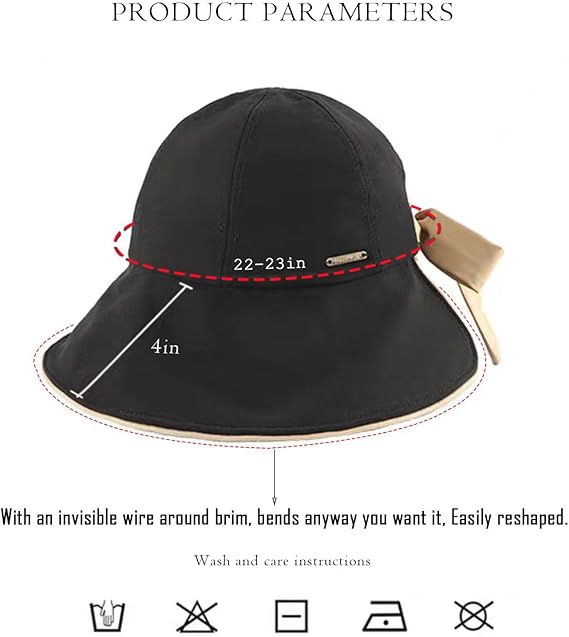 Wide Brim Hats for Woman Foldable Hats Sun Hats for Women uv Protection Bowknot Bucket hat Adjustable hat with Ponytail Hole