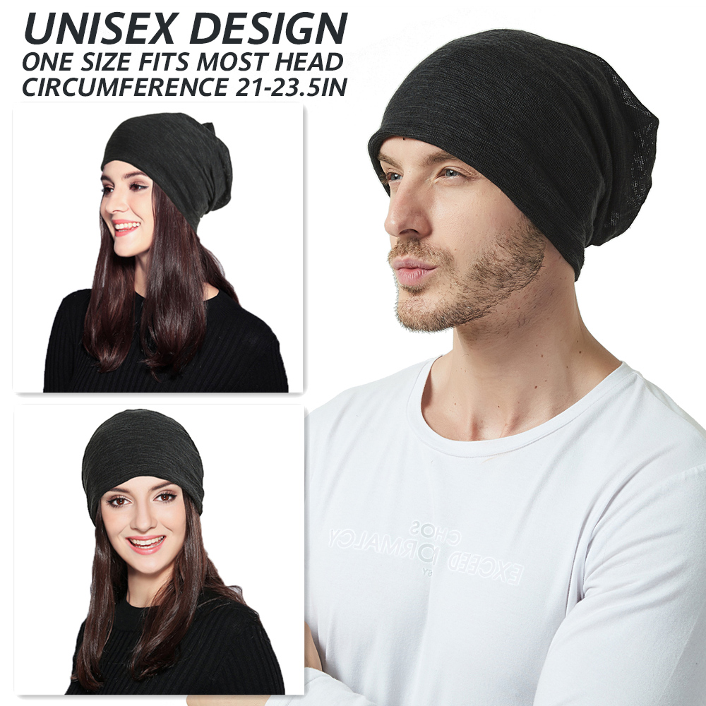 EINSKEY Slouchy Beanie Knit Hat 4-Pack Summer Beanie Skull Cap Black,Grey,Blue,Brown