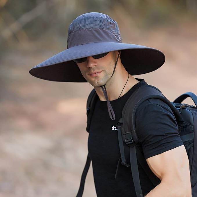 Wide Brim Bucket Hat UPF50+ Waterproof Sun Hat for Fishing Hiking Camping