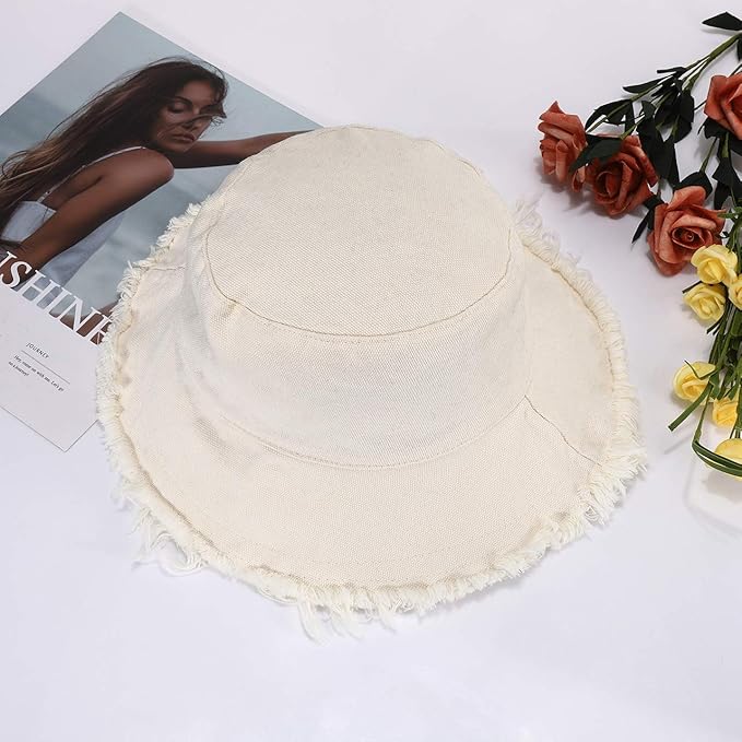 Women's Wide Brim Sun Hat - UPF 50+ Summer Beach Hat, Lightweight Breathable Cotton Bucket Hat for Travel, Gardening & Outdoor Activities