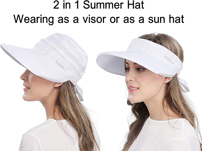 Wide Large Brim Sun Hat Summer UV Protection Thin Hat 2 in 1 Beach Sun Hat