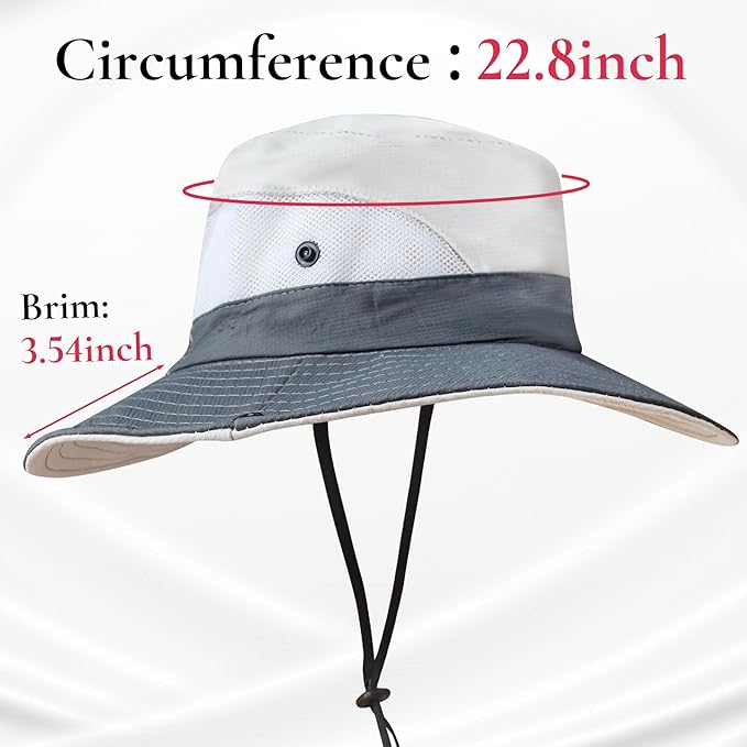 Ponytail Sun Bucket Hats for Women Men Wide Brim UPF 50+ Fishing & Beach Hats