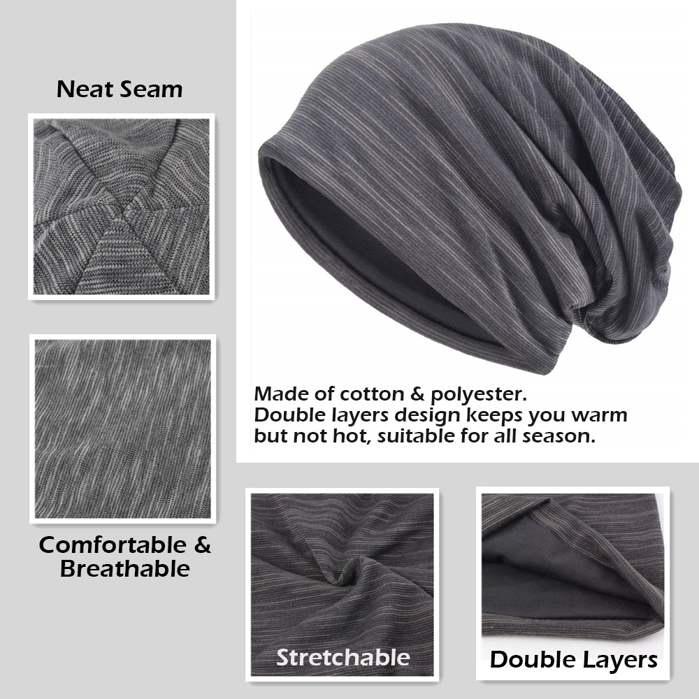 EINSKEY Slouchy Beanie Knit Hat 4-Pack Summer Beanie Skull Cap Black,Grey,Blue,Brown