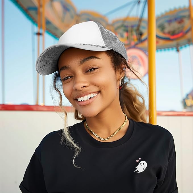 Two Tone Trucker Hat Summer Mesh Cap with Adjustable Snapback Strap