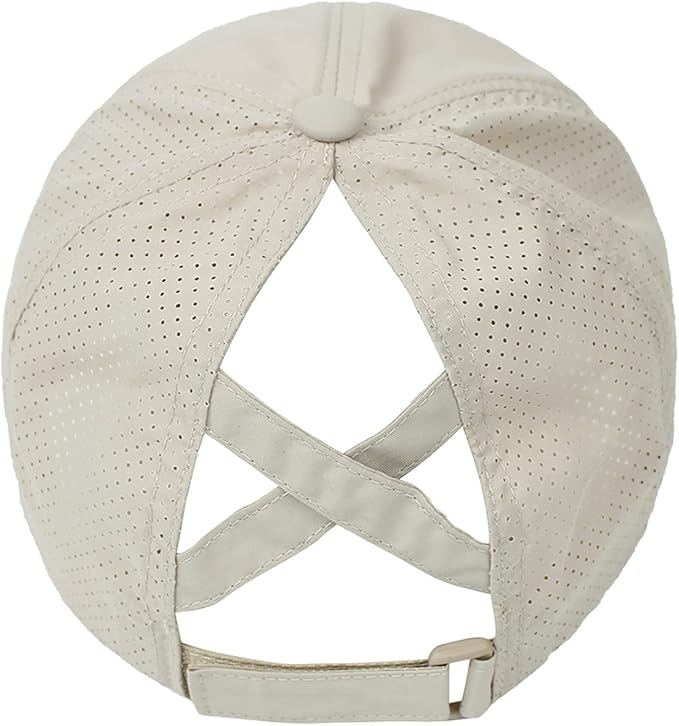Womens Criss Cross Ponytail Baseball Cap Adjustable High Messy Bun Ponycap Quick Drying Hat