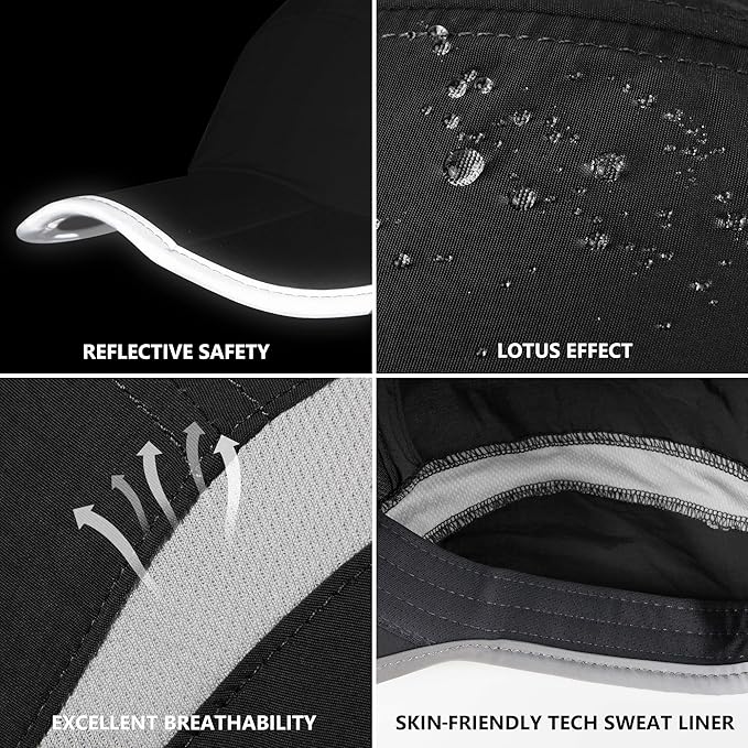 Reflective Folding Outdoor Hat Unstructured Design UPF 50+ Sun Protection Sport Hats for Womens and Mens