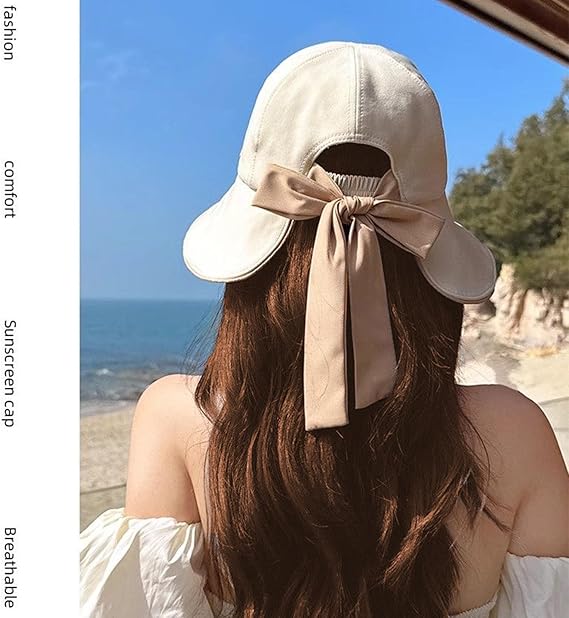 Wide Brim Hats for Woman Foldable Hats Sun Hats for Women uv Protection Bowknot Bucket hat Adjustable hat with Ponytail Hole