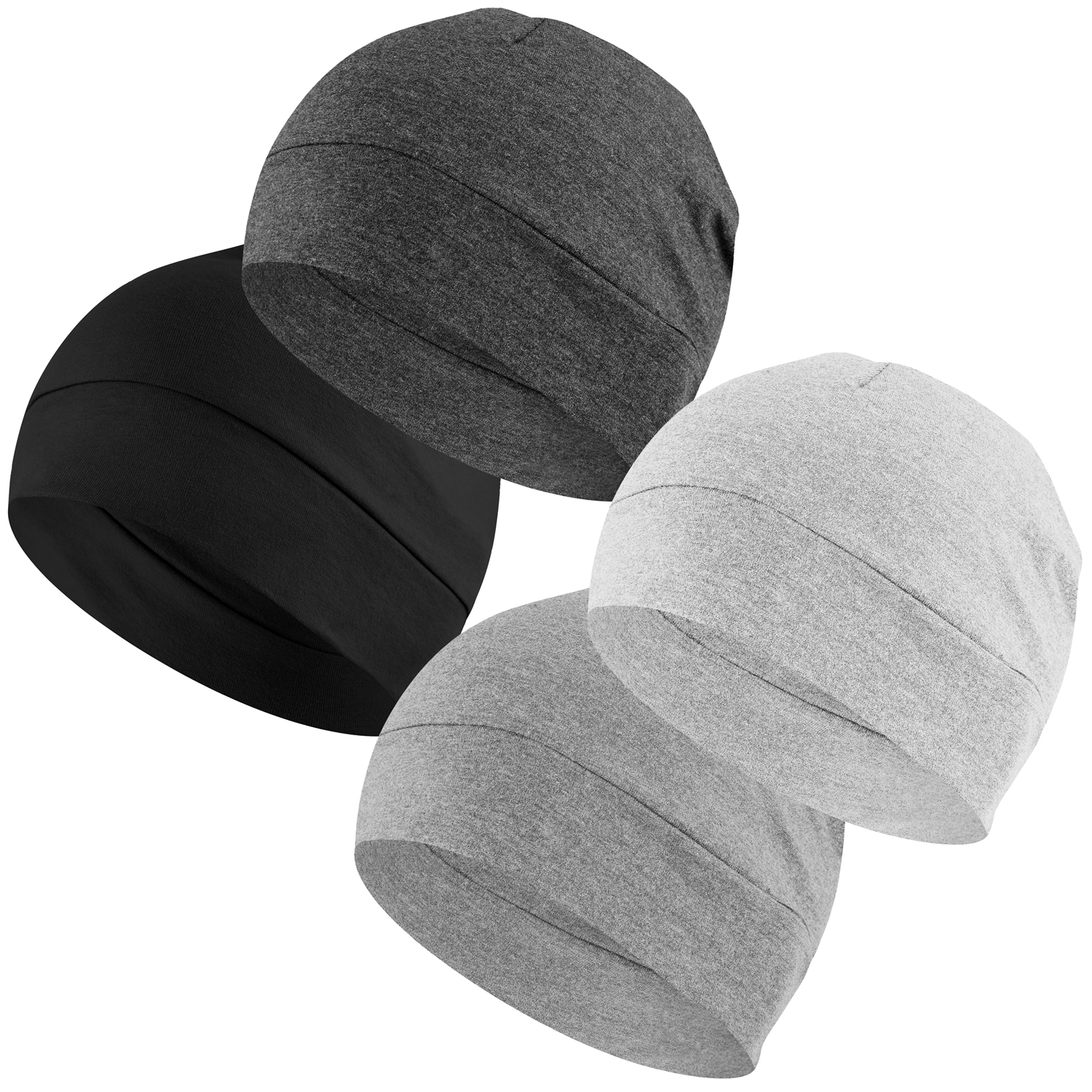 4 Pack Cotton Skull Caps for Men & Women