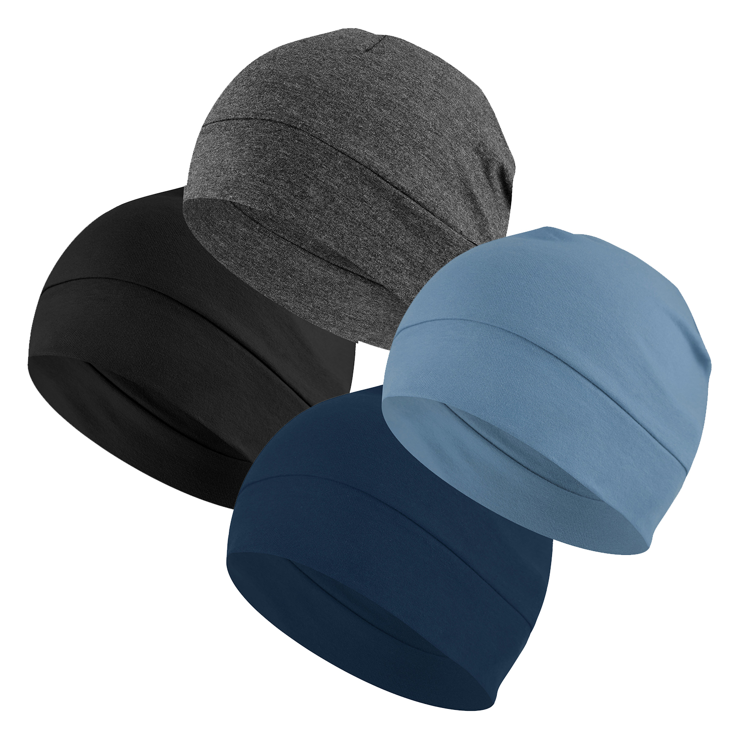 4 Pack Cotton Skull Caps for Men & Women