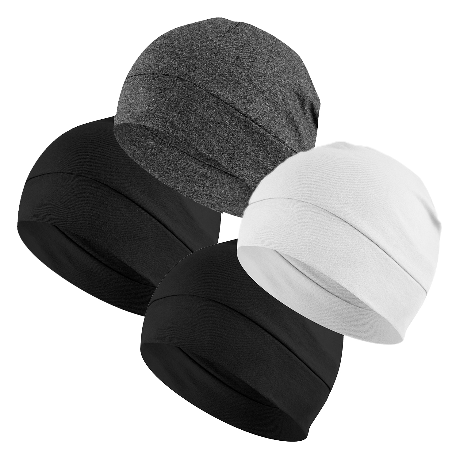 4 Pack Cotton Skull Caps for Men & Women