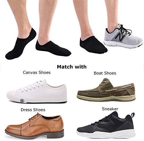 Men's No Show Socks 8-Pack - Breathable Cotton Low Cut Invisible Liner Socks with Non-Slip Grips for Sneakers, Loafers & Dress Shoes