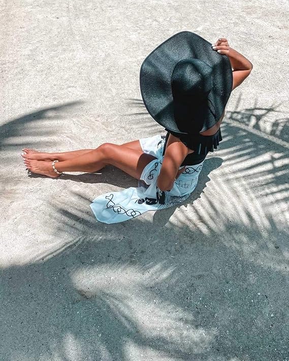 Womens 5.5 Inches Big Bowknot Straw Hat Large Floppy Foldable Roll up Beach Cap Sun Hat UPF 50+