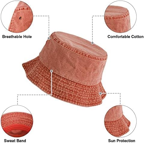 Washed Cotton Bucket Hats Packable Summer Outdoor Cap Travel Beach Sun Hat Plain Colors for Men Women