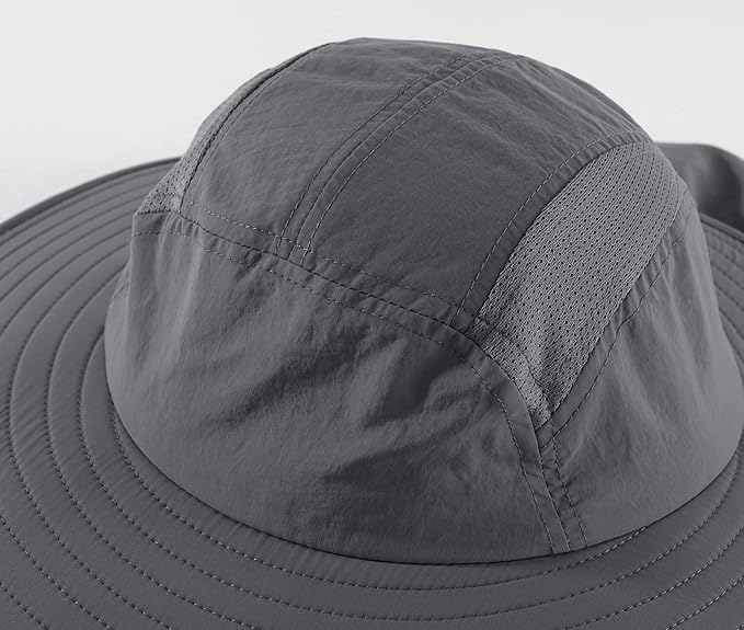 Mens UPF 50+ Sun Protection Cap Wide Brim Fishing Hat with Neck Flap Sun Hat for Men Women