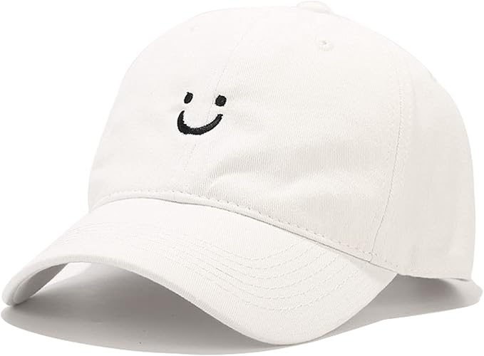 Smiley Face Baseball Cap - Adjustable Low Profile Dad Hat for Women & Men, Unstructured Cotton Casual Snapback with Embroidered Design, Streetwear Fashion Cap