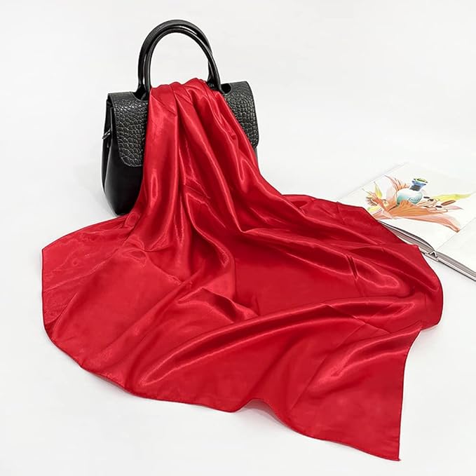 35" Square Silk-Like Scarf for Women - Luxe Hair Wrap & Nighttime Sleep Scarf, Soft Fashion Head Cover for Styling & Protection