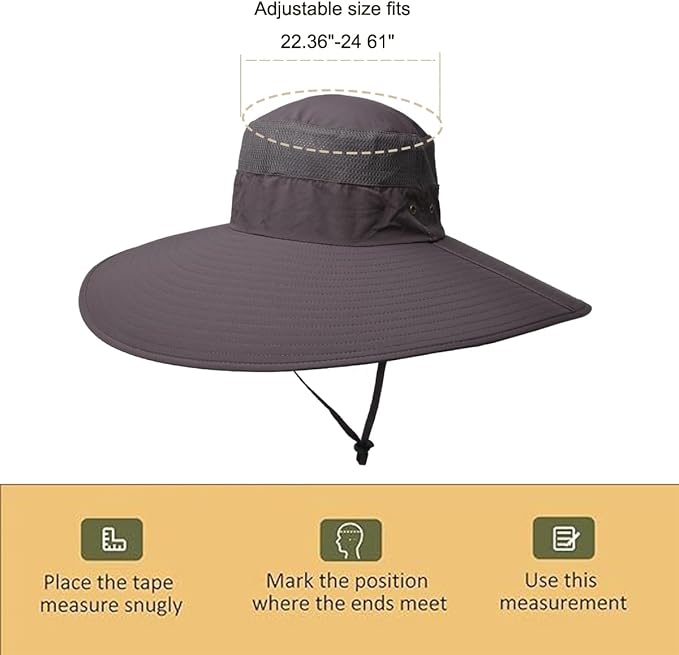 Wide Brim Bucket Hat UPF50+ Waterproof Sun Hat for Fishing Hiking Camping
