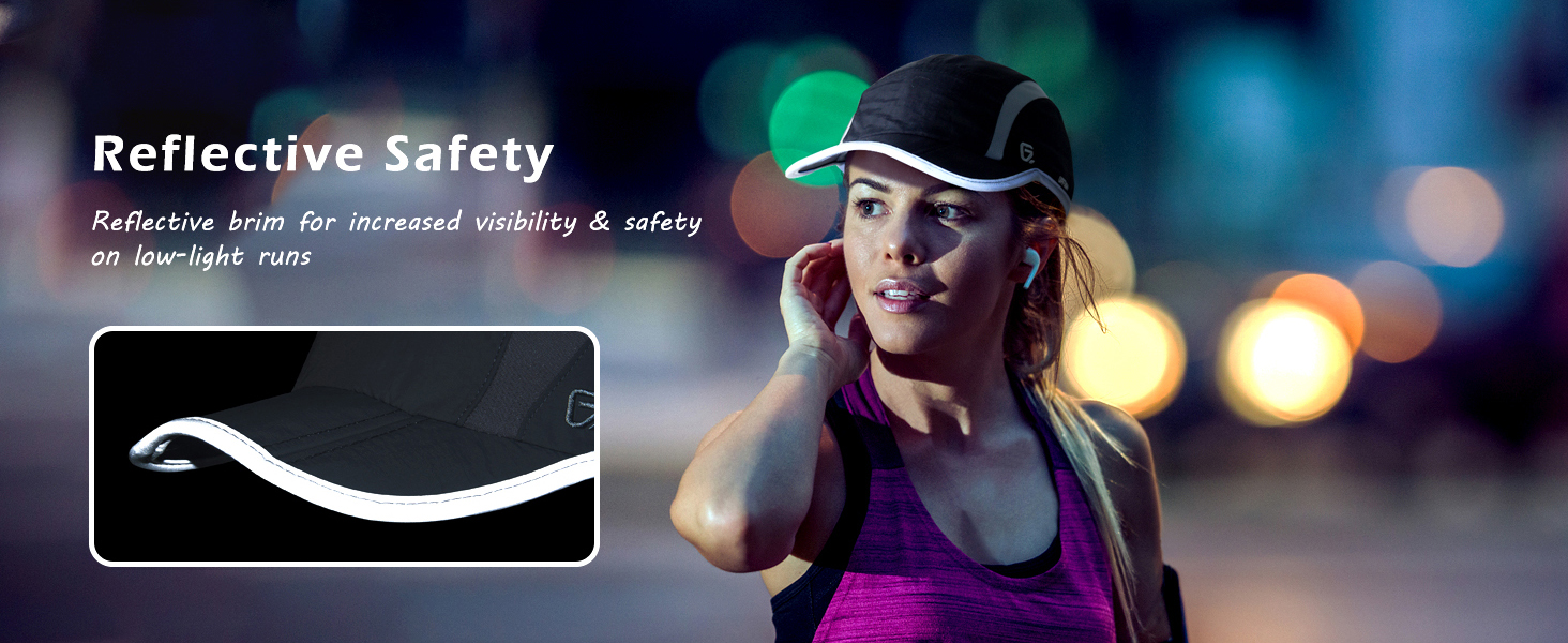 Reflective Folding Outdoor Hat Unstructured Design UPF 50+ Sun Protection Sport Hats for Womens and Mens