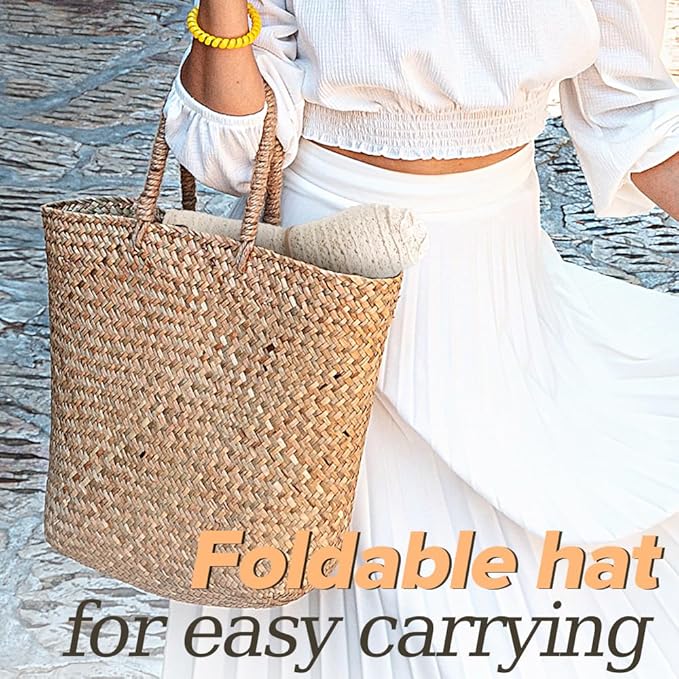 Sun Hat Womens, Beach Wide Brim Hats for Women, Summer Floppy Packable Lace Sun Beach Sunhat Women Foldable