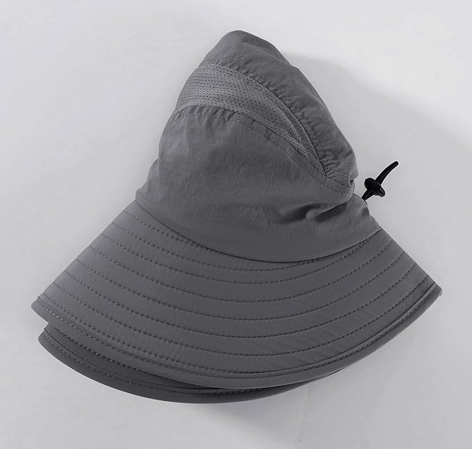 Mens UPF 50+ Sun Protection Cap Wide Brim Fishing Hat with Neck Flap Sun Hat for Men Women