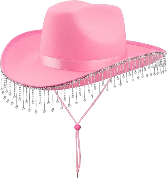 White Rhinestone Cowboy Hat for Women - Bridal Bachelorette Party, Bride-to-Be Gift & Halloween Costume Accessory