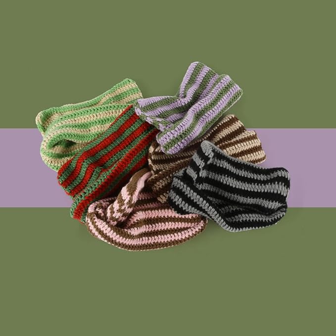 Women's Crochet Cat & Fox Beanies - Vintage Slouchy Grunge Hat, Soft Chunky Knit Beanie for Women, Cute Animal Ear Winter Hat