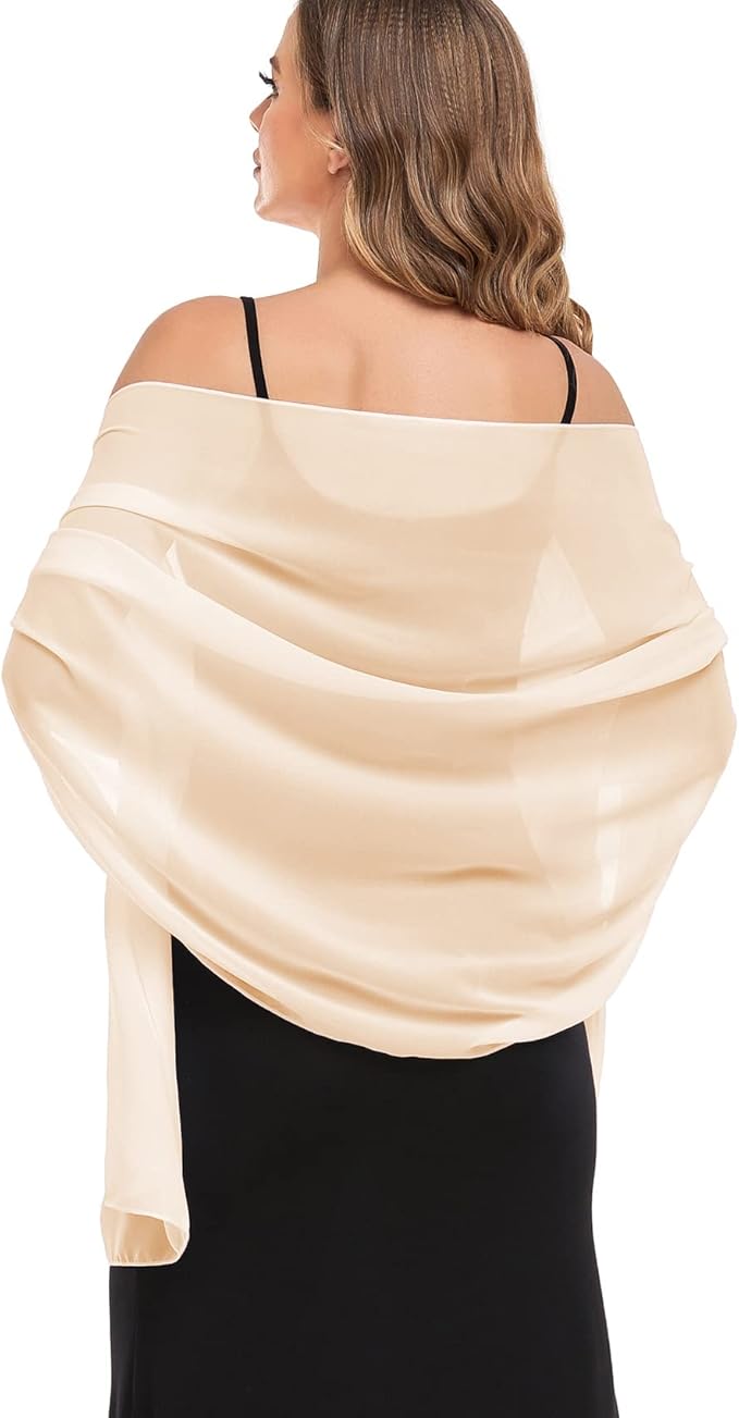 Elegant Chiffon Shawl Wrap for Women - Sheer Silk-Like Wedding Bridal Scarf, Soft Evening Dress Wrap for Special Occasions