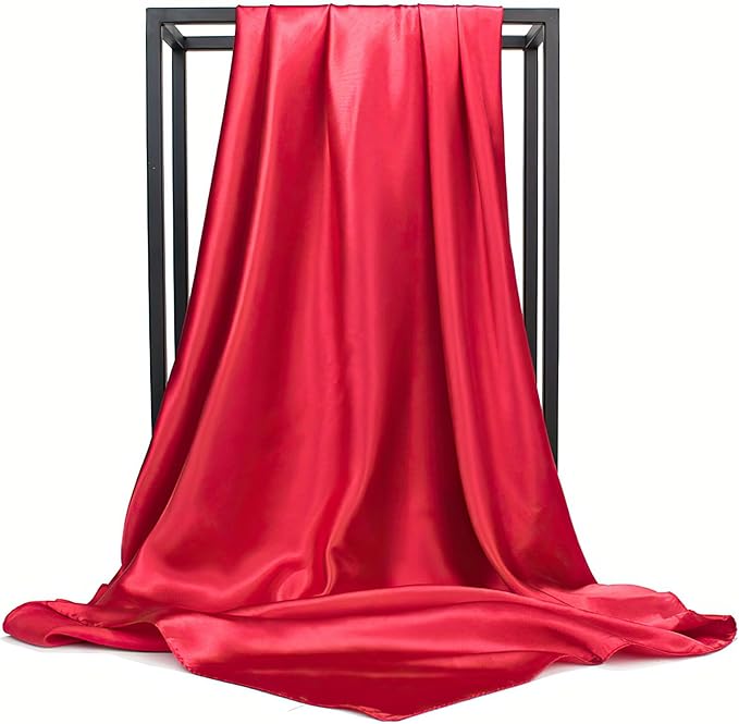 35" Square Silk-Like Scarf for Women - Luxe Hair Wrap & Nighttime Sleep Scarf, Soft Fashion Head Cover for Styling & Protection