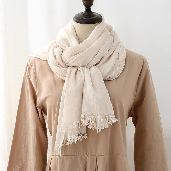 Lightweight Gauze Shawl Wrap for Women – Breathable Linen-Style Summer Scarf, Beach Cover-Up & Elegant Evening Wedding Accessory