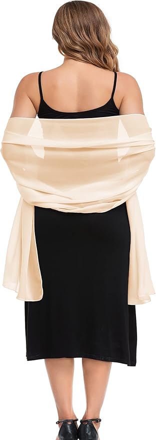 Elegant Chiffon Shawl Wrap for Women - Sheer Silk-Like Wedding Bridal Scarf, Soft Evening Dress Wrap for Special Occasions