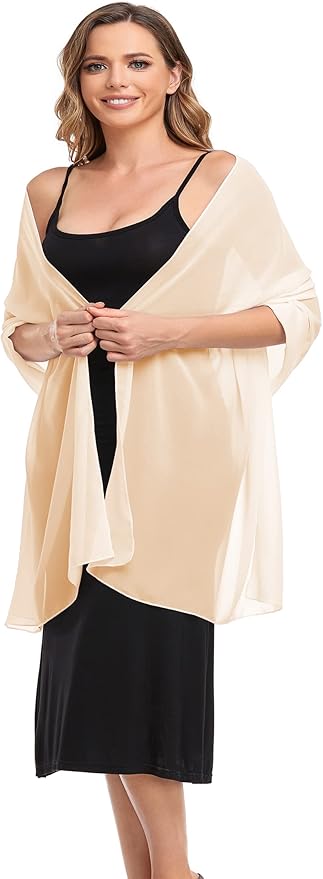 Elegant Chiffon Shawl Wrap for Women - Sheer Silk-Like Wedding Bridal Scarf, Soft Evening Dress Wrap for Special Occasions