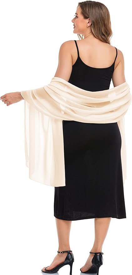 Elegant Chiffon Shawl Wrap for Women - Sheer Silk-Like Wedding Bridal Scarf, Soft Evening Dress Wrap for Special Occasions