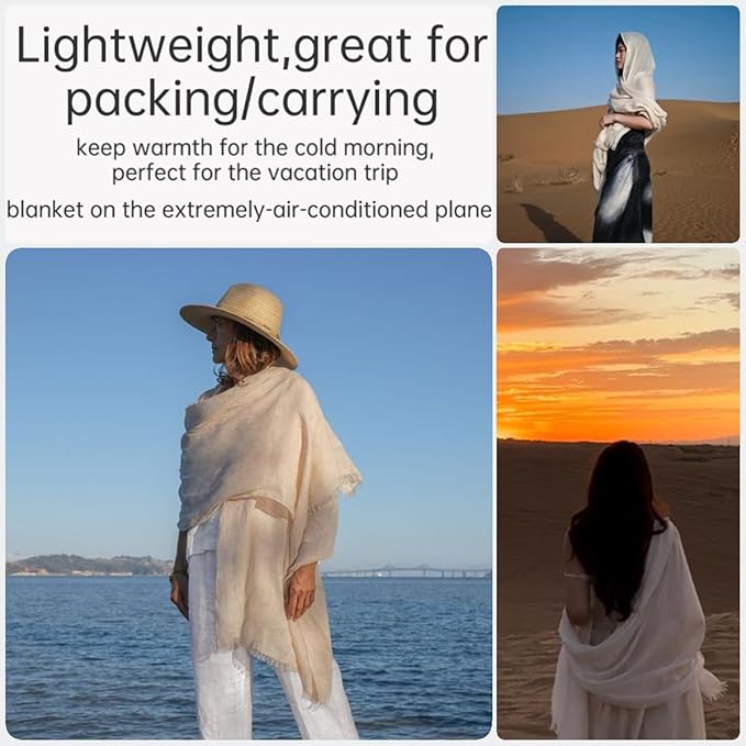 Lightweight Gauze Shawl Wrap for Women – Breathable Linen-Style Summer Scarf, Beach Cover-Up & Elegant Evening Wedding Accessory