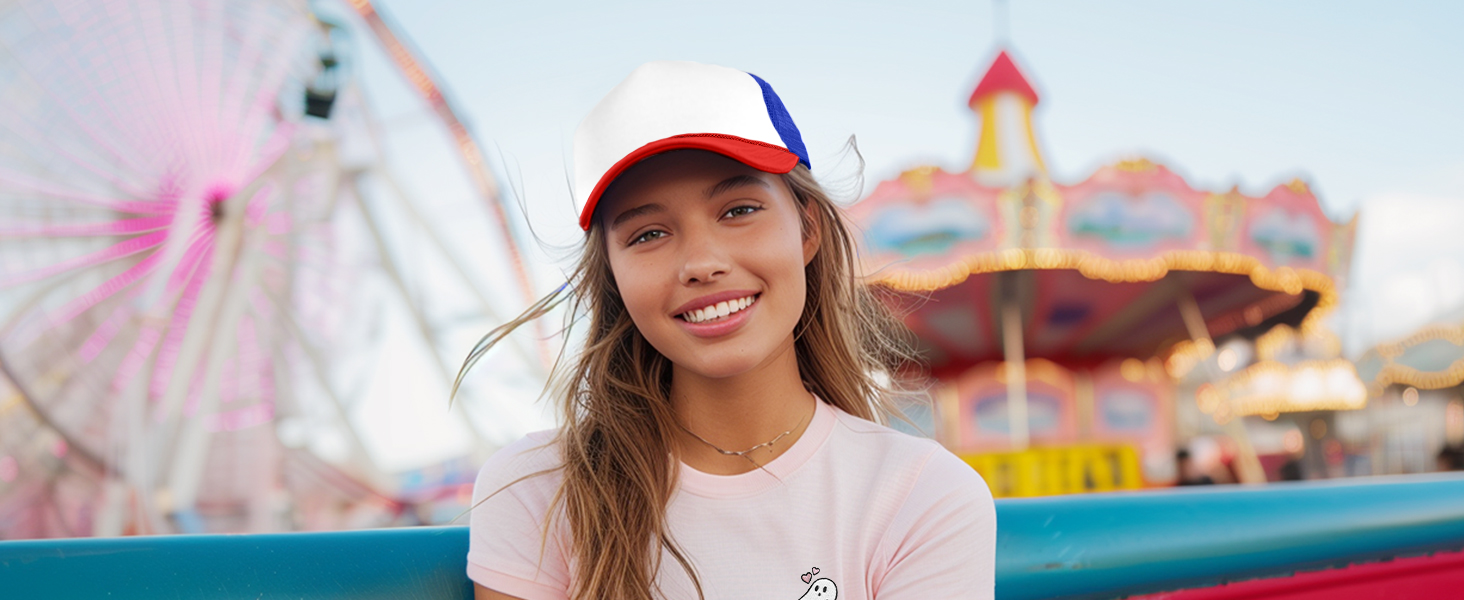 Two Tone Trucker Hat Summer Mesh Cap with Adjustable Snapback Strap