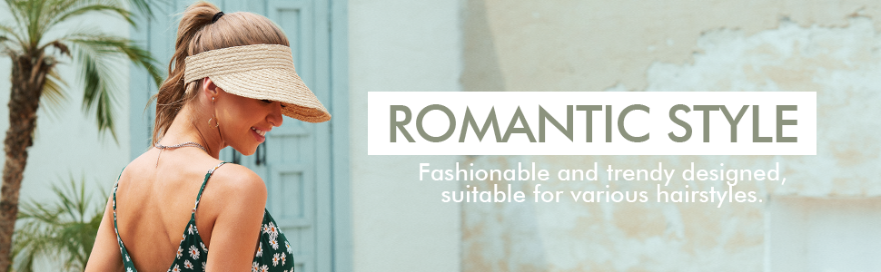 Women's Natural Straw Sun Hat, Visor for Women, Beach Hats for Women, 50 SPF Sun Protection, One Size Fits Most