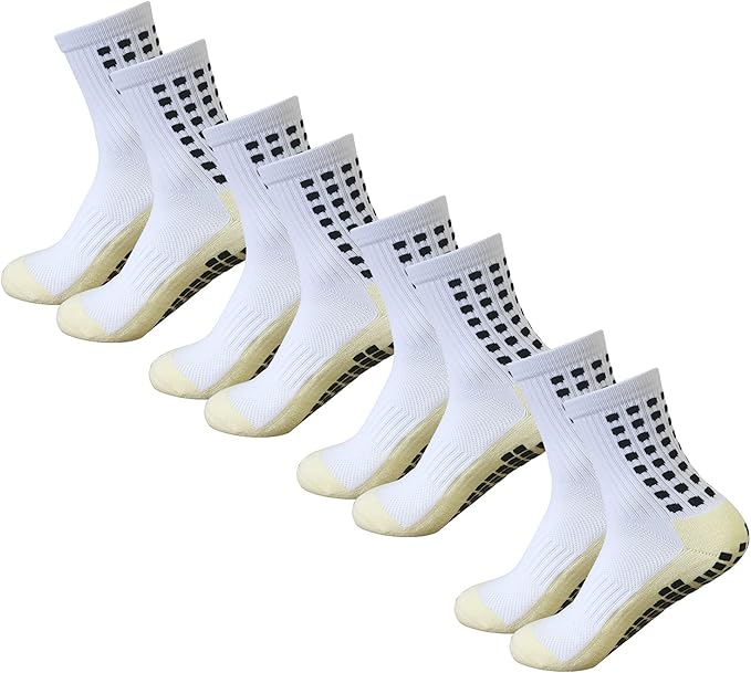 4-Pair Non-Slip Grip Socks for Men & Women - Football, Basketball, Soccer Sports Socks with Anti-Skid Technology