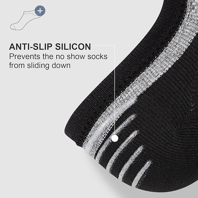 Men's No-Show Socks 6-Pack - Invisible Ankle Socks with Grip