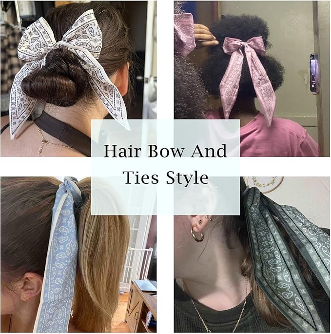 4-Pack Boho Fashion Scarves for Women - Multipurpose Satin Headbands & Hair Wraps, Stylish Bag Accessories & Neck Scarves