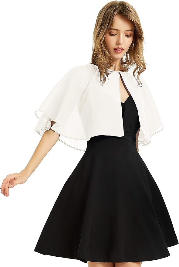 Women's Chiffon Shawl Wrap – Lightweight Wedding Cover Up, Evening Dress Bolero, Flapper Cape – Elegant for Parties & Special Occasions