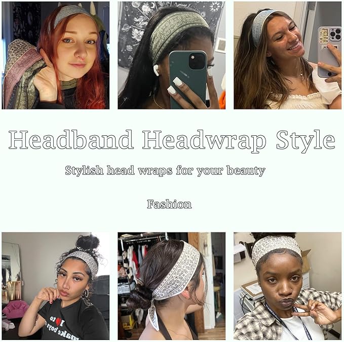 4-Pack Boho Fashion Scarves for Women - Multipurpose Satin Headbands & Hair Wraps, Stylish Bag Accessories & Neck Scarves