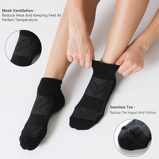 6-Pack Men's Cushioned Ankle Socks – Performance Athletic Running Socks
