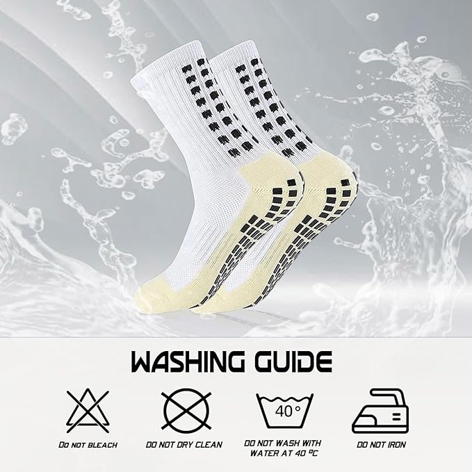 4-Pair Non-Slip Grip Socks for Men & Women - Football, Basketball, Soccer Sports Socks with Anti-Skid Technology