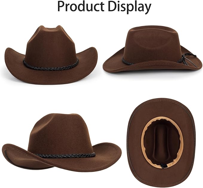 Western Cowboy Hat for Men & Women - Classic Roll-Up Fedora Style with Adjustable Leather Buckle Belt, Vintage Sun Hat for Outdoor, Rodeo, and Country Fashion